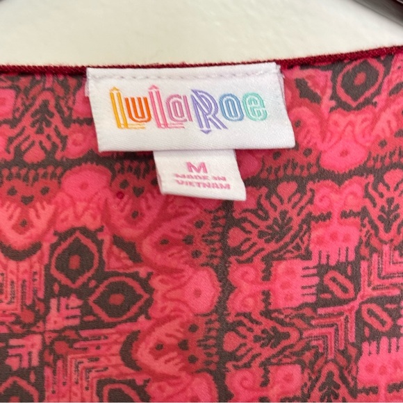 LuLaRoe Sheer Red & Black Patterned Kimono Cardigan Size M - Picture 4 of 8